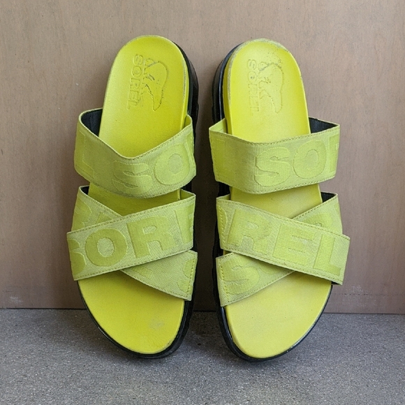 ❤️ Sorel Women's Yellow Slide Sandals Size 9.5 - Picture 2 of 11